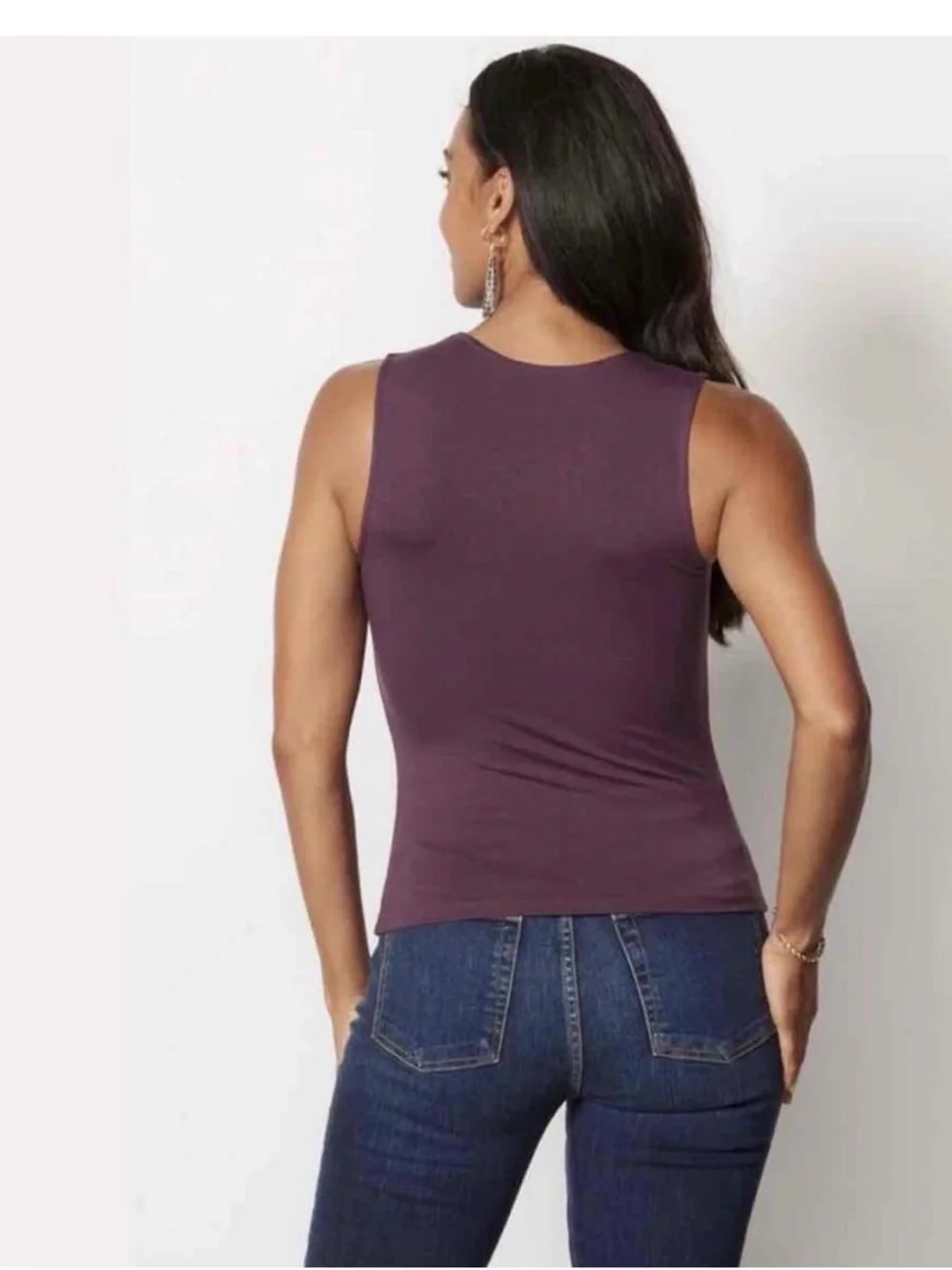 Evereve Plum Asymmetric Neck Sleeveless Tank - Picture 4 of 10